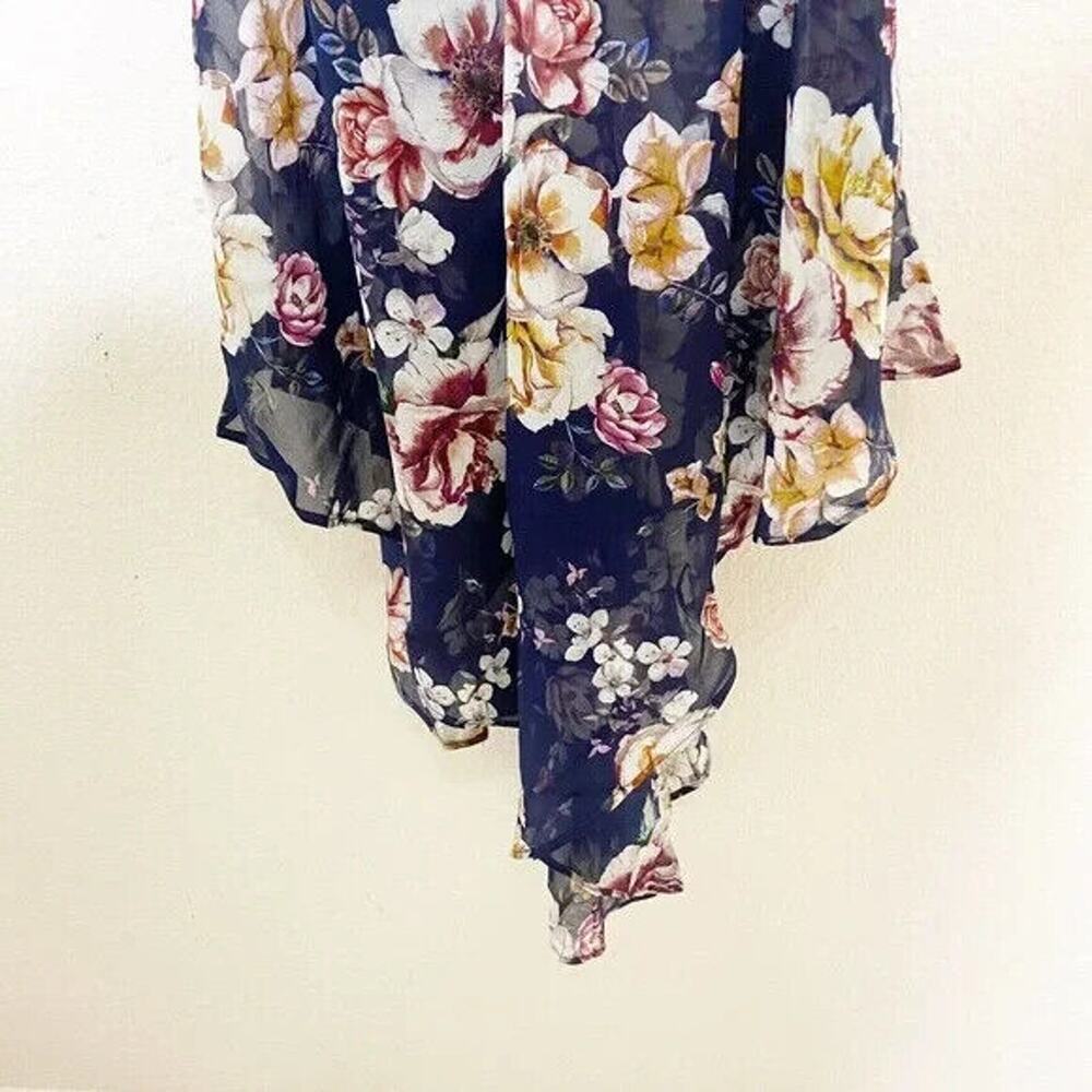 Nicholas Garden Rose Floral Drawstring Leg Slit Silk Maxi Dress Sz 4 - Picture 8 of 11